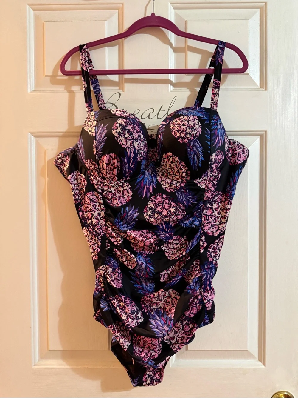 torrid Black One-Piece Swimsuit with Pink & Purple Pineapple Print
